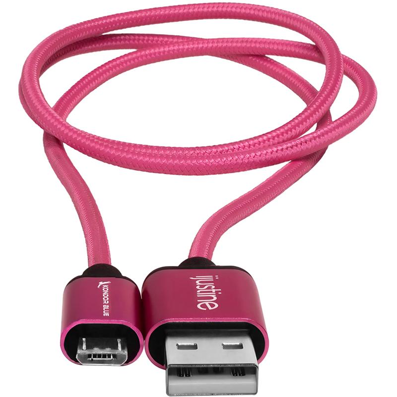 Kondor Blue iJustine Pink USB A to Micro USB Fast Charging Data Cable